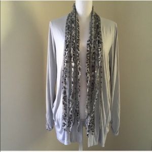 Tribal Gray Waterfall Scarf Knit Cardigan